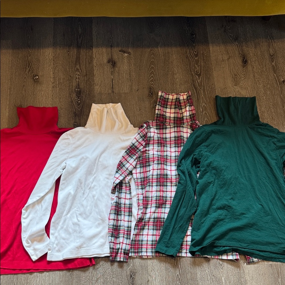 Lands' End Women’s Turtleneck Sweaters Lot - Red, White, Green, Plaid